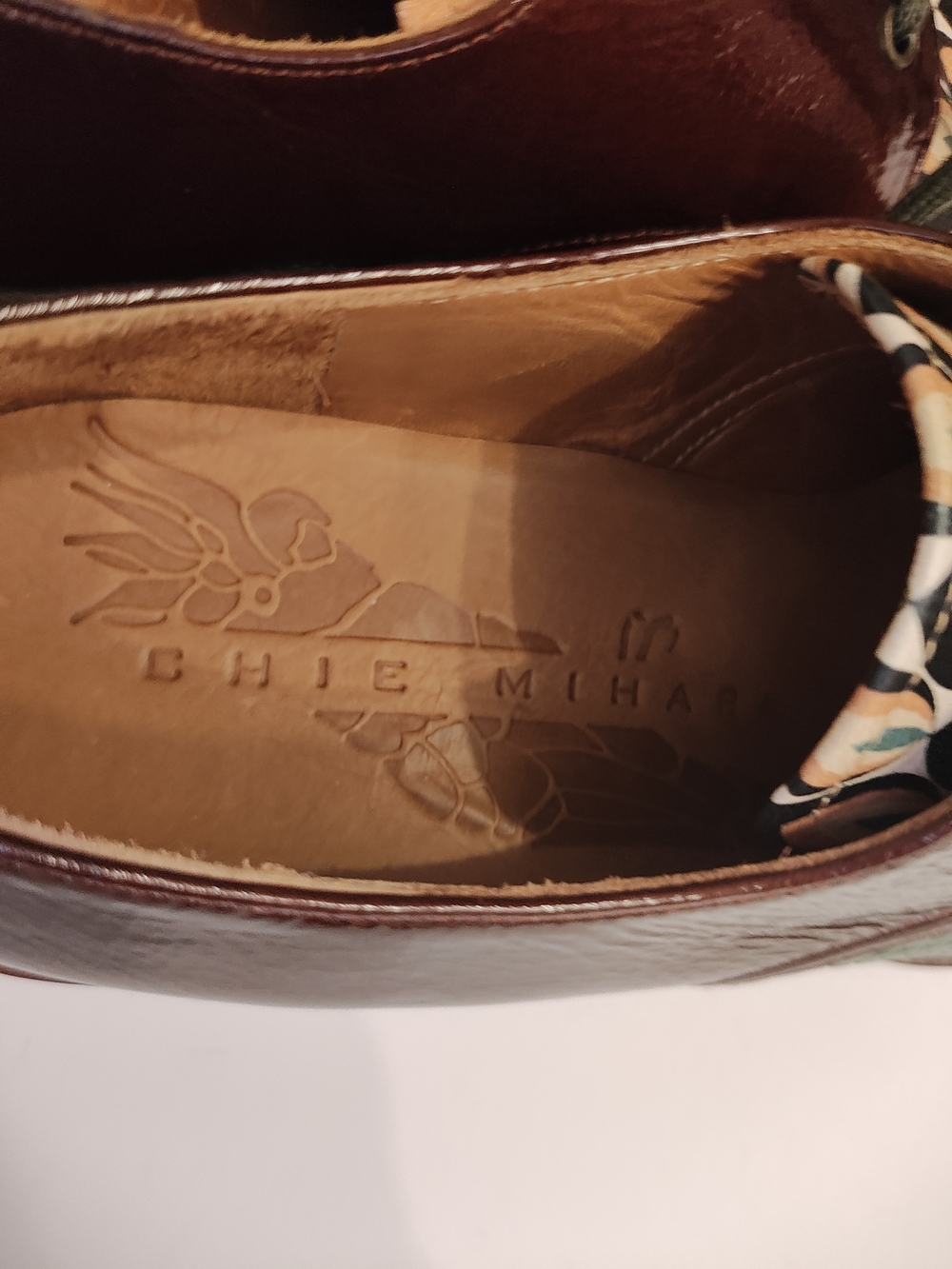 Chie Mihara Green Brown Patterned Leather Lace-Up Oxfords - Picture 11 of 14